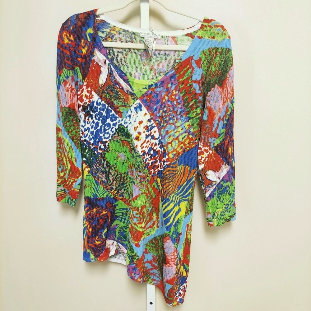 Alberto Makali L Asymmetrical Patchwork Knit Top Artsy Maximalist